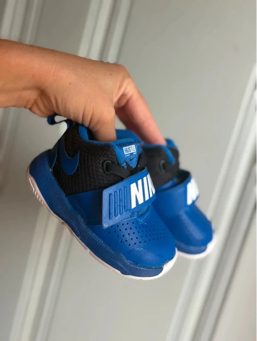 4C Blue & White Baby Nike Basketball Sneakers